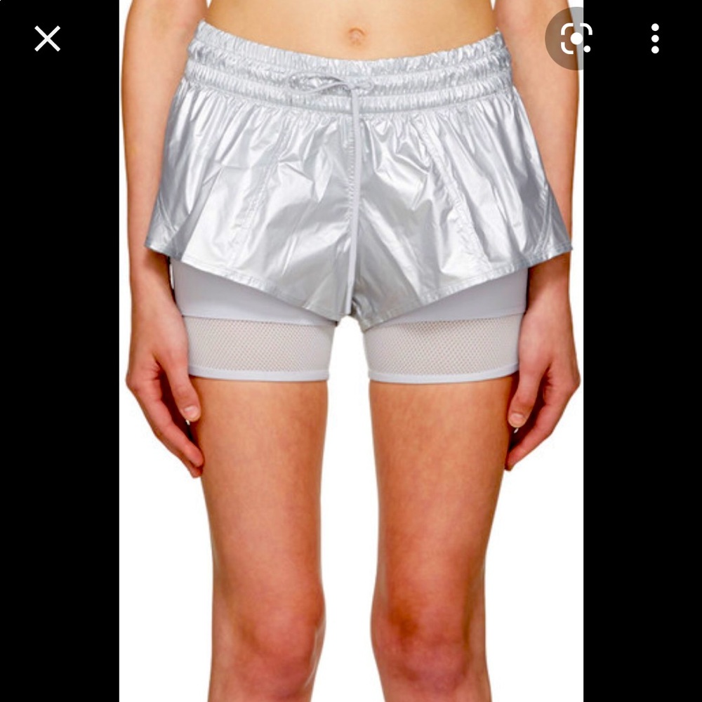 Stella McCartney running shorts silver metallic size small like new never worn
